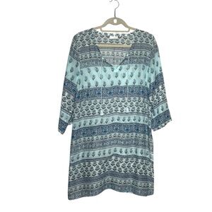 J. Jill Women's Lightweight 3/4 Sleeve Floral Print Tunic Swim Cover Size Medium